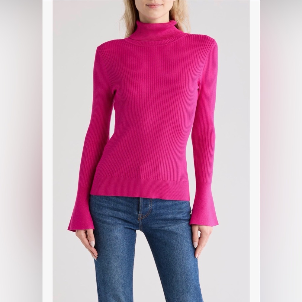 DKNY Bell Sleeve Turtleneck Sweater | Medium